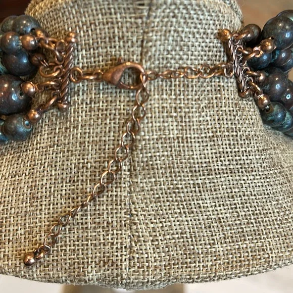 Multi Strand Patina Beaded Ajustable Necklace - Picture 3 of 9